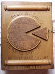 apples may crumble & mutton stew - unusual handmade cupboard made from chopping boards & kitchenalia